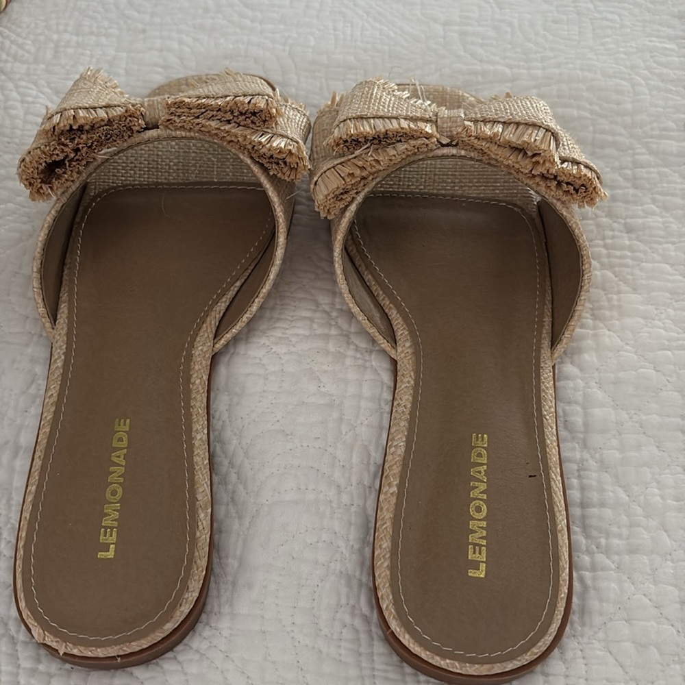 Lemonade Bow Rafia Sandals SS 9 - Picture 7 of 16